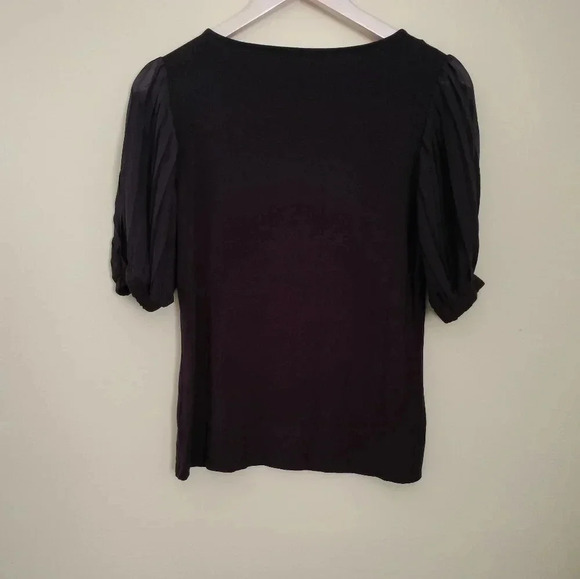 Purple Tahari Top Tulle Pouf Sleeves Sz S/P - Picture 7 of 9